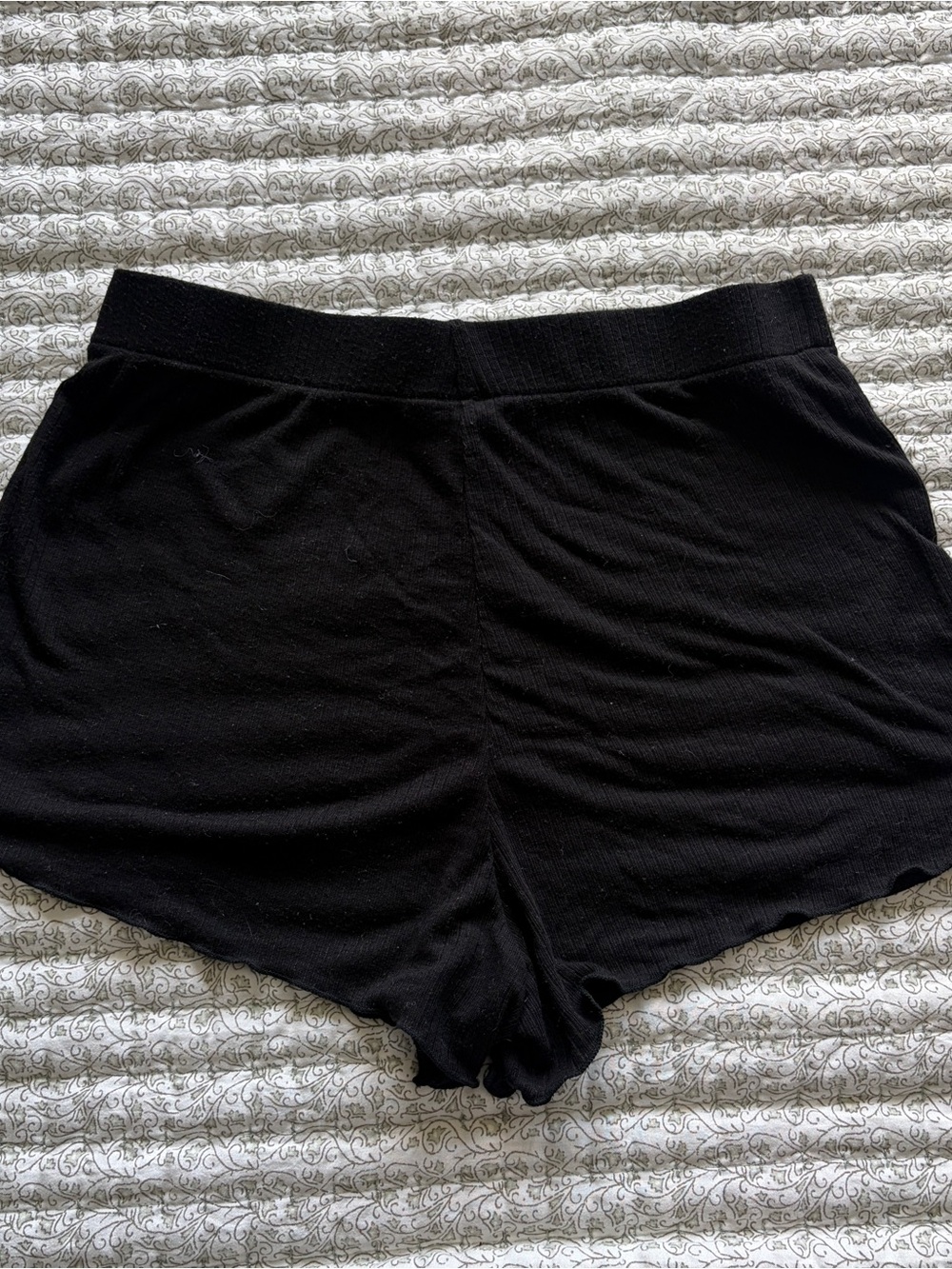 Black Women's Lounge Shorts - Soft Ribbed Sleepwear
